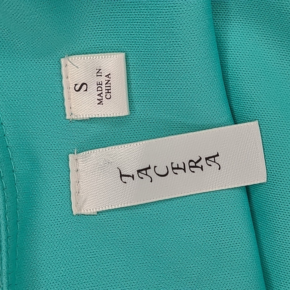 Tacera long bell sleeved teal dress. Lined crochet. Sz. S - Picture 6 of 8